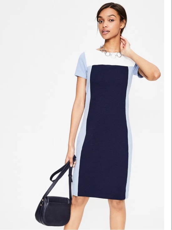 Boden Dresses & Skirts - Boden Jeanette Ottoman Dress Navy, Light Blue and White Colorblock Midi Dress